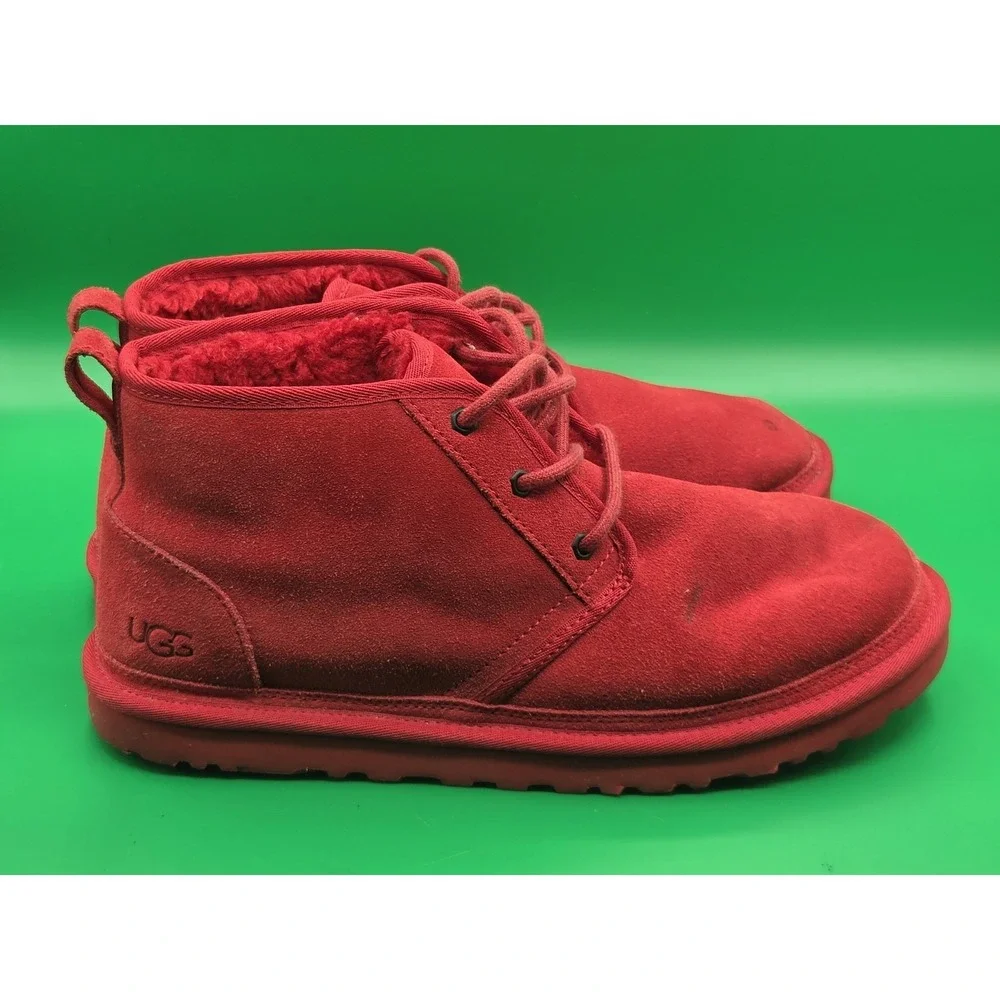 UGG Neumel 3236 Samba Red Chukka Ankle Boots Size 12 Men's Cherry Red Bulls